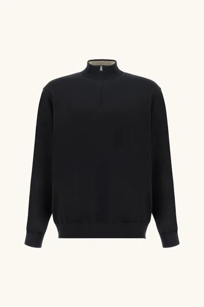 Paul & Shark Half-zip Sweater In Black
