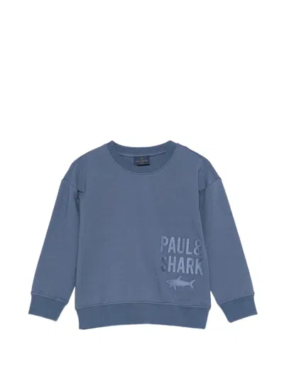 Paul & Shark Junior Kids' Logo Crew-neck Sweatshirt In Blue