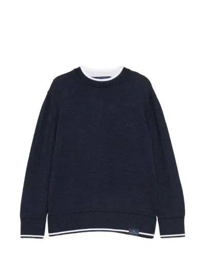Paul & Shark Junior Kids' Logo-embroidered Tipped Sweater In Black