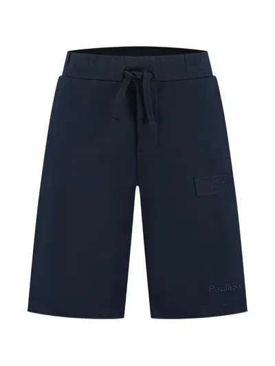 Paul & Shark Junior Kids' Logo-patch Track Shorts In Blue