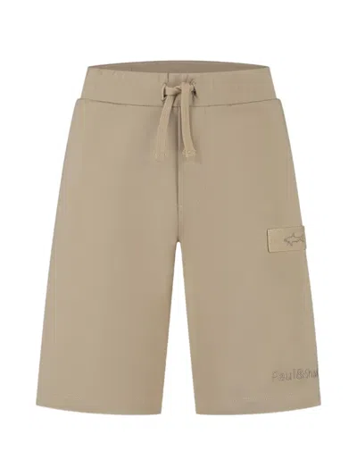 Paul & Shark Junior Kids' Logo-patch Track Shorts In Neutral