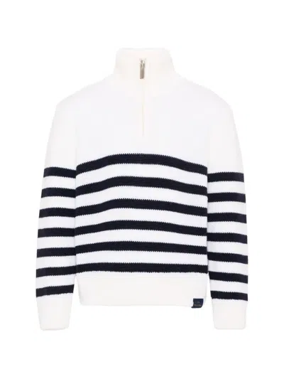 Paul & Shark Junior Striped Half-zip Sweater In Multi