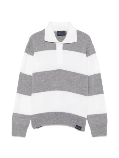 Paul & Shark Junior Kids' Striped Polo Sweater In Multi