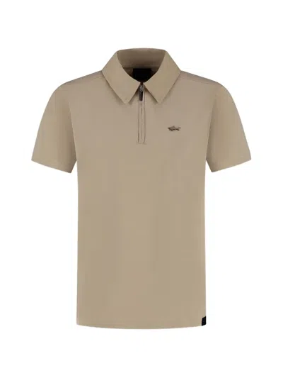 Paul & Shark Junior Kids' Zip-fastening Polo Shirt In Brown