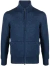 Paul & Shark Knitted Cardigan With Full Zip And High Ribbed Collar In Blue