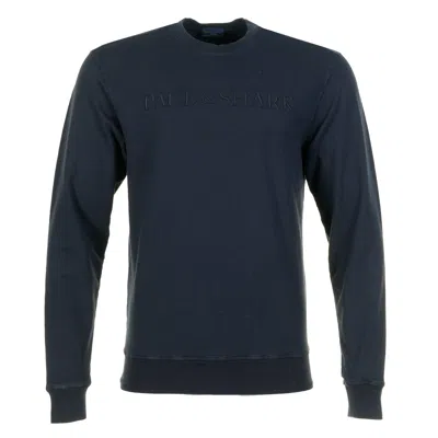 Paul & Shark Knitted Cotton Lyocell Embroidered Sweatshirt Navy In Black
