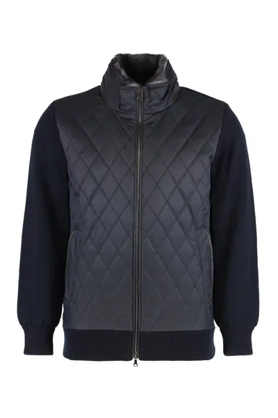 Paul & Shark Knitted Jacket With Padded Panel In Blue