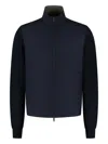 Paul & Shark Knitted-panel Zip-up Jacket In Blue