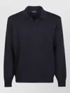 Paul & Shark Knitted Polo Sweater V Neck Ribbed Cuffs Hem In Blue