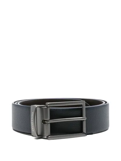 Paul & Shark Leather Buckle Belt In Blue