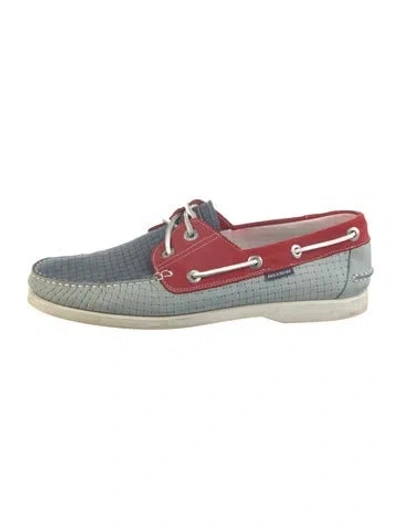 Pre-owned Paul & Shark Leather Colorblock Pattern Boat Shoes In Multi