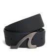 Paul & Shark Leather Fin-buckle Belt In Black