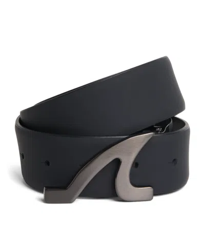 Paul & Shark Leather Fin-buckle Belt In Black