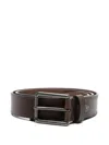 Paul & Shark Leather Gunmetal-buckle Belt In Brown