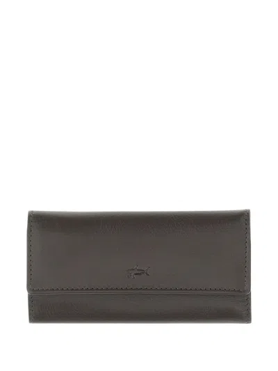 Paul & Shark Leather Key Pouch In Black