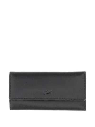 Paul & Shark Leather Key Pouch In Black