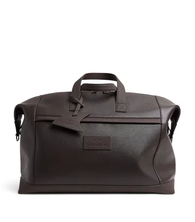 Paul & Shark Leather Logo Holdall In Brown