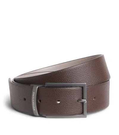 Paul & Shark Leather Reversible Belt In Brown