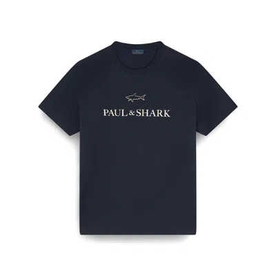 Paul & Shark Light Cotton Jersey T-shirt With Print In Black