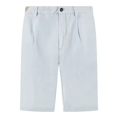 Paul & Shark Linen And Cotton Bermuda Shorts In Blue