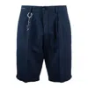 Paul & Shark Linen And Cotton Bermuda Shorts With Darts In Blue