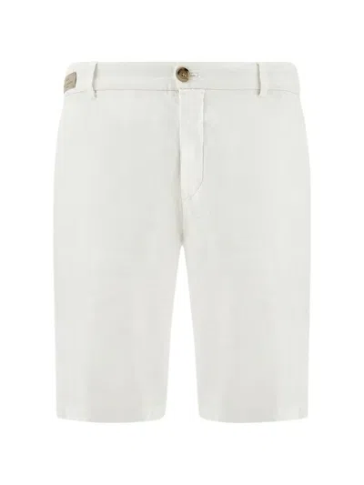 Paul & Shark Linen Bermuda Shorts In White