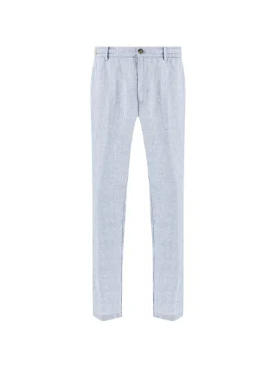 Paul & Shark Linen Chino Trousers In Blue