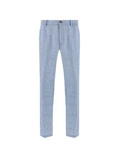 Paul & Shark Linen Chino Trousers In Blue