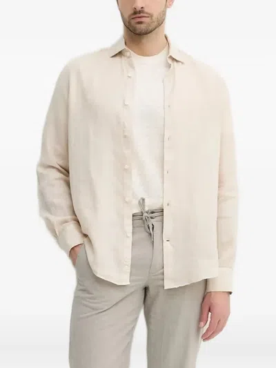 Paul & Shark Linen Crew-neck T-shirt In Neutral