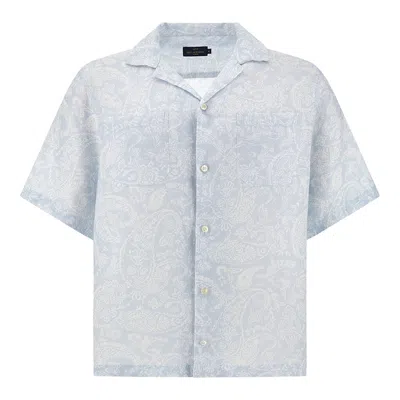 Paul & Shark Linen Shirt With Shark Paisley Pattern In Burgundy