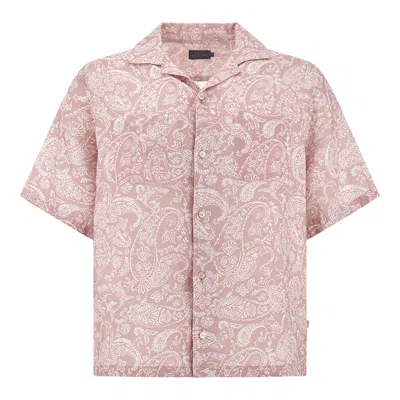 Paul & Shark Linen Shirt With Shark Paisley Pattern In Burgundy