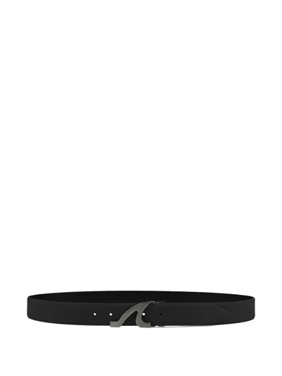 PAUL & SHARK LOGO-BUCKLE LEATHER BELT