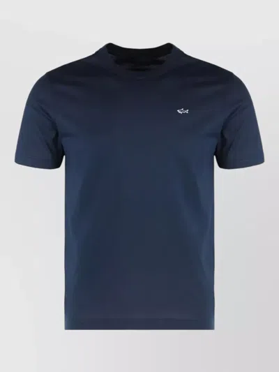 Paul & Shark Logo Cotton Crew Neck Short Sleeve T-shirt In Blue