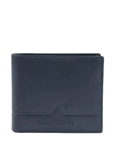 Paul & Shark Logo-debossed Leather Wallet In Blue