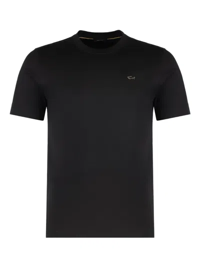 Paul & Shark Logo-detail Crew-neck T-shirt In Black
