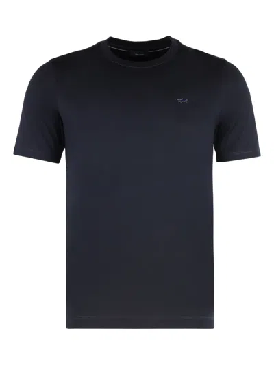 Paul & Shark Logo-detail Crew-neck T-shirt In Blue