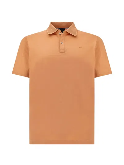 Paul & Shark Polo Shirt In Cotton Jersey With Linen Details In Orange
