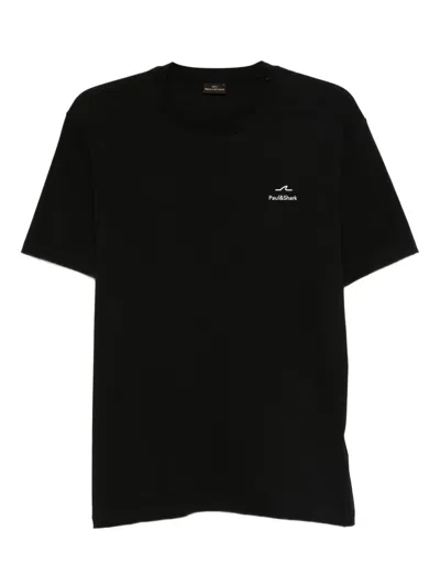 Paul & Shark Logo-embroidered Cotton T-shirt In Black