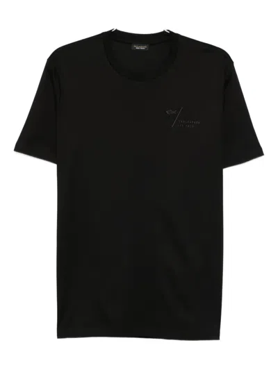Paul & Shark Logo-embroidered Cotton T-shirt In Black