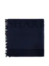 Paul & Shark Logo-embroidered Fringed Blanket In Blue