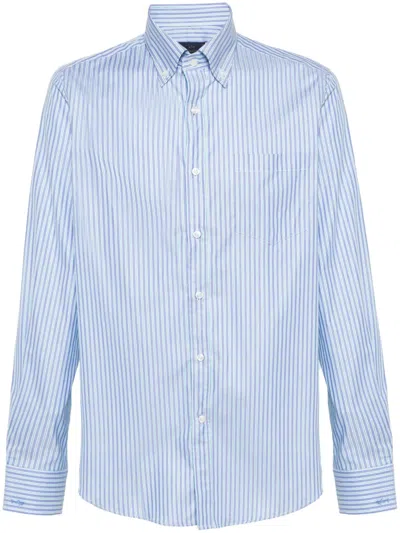 Paul & Shark Logo-embroidered Striped Shirt In Blue