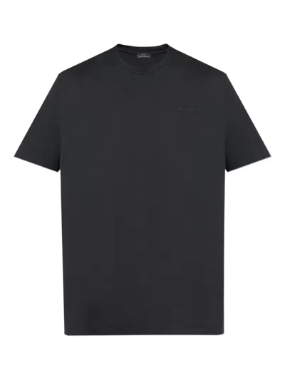 Paul & Shark Logo-embroidered T-shirt In Black