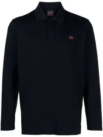 Paul & Shark Logo-patch Cotton Polo Shirt In Blue