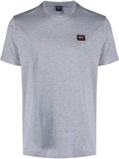Paul & Shark Logo-patch Cotton T-shirt In Grey