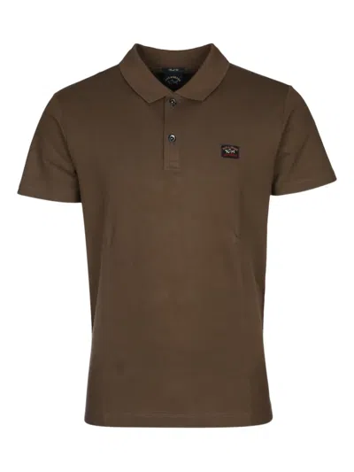 Paul & Shark Logo-patch Polo Shirt In Brown