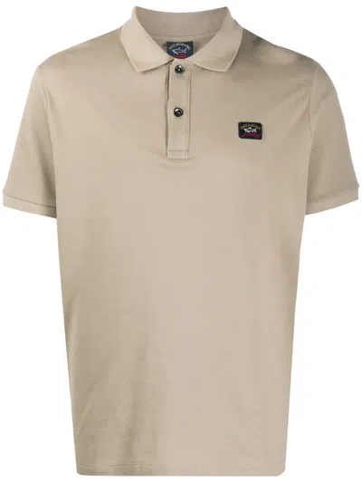 Paul & Shark Logo Patch Polo Shirt In Neutrals