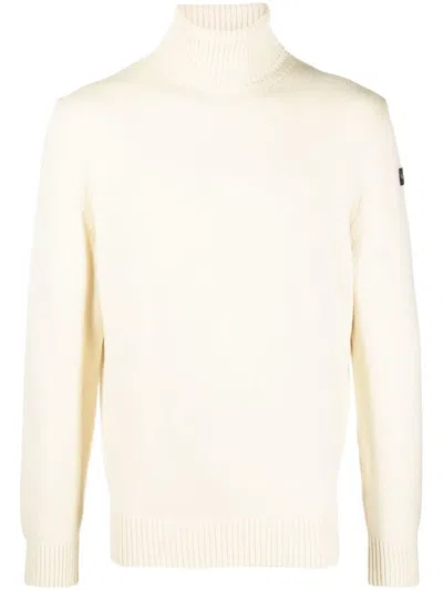 Paul & Shark Logo-patch Roll Neck Jumper In Neutrals
