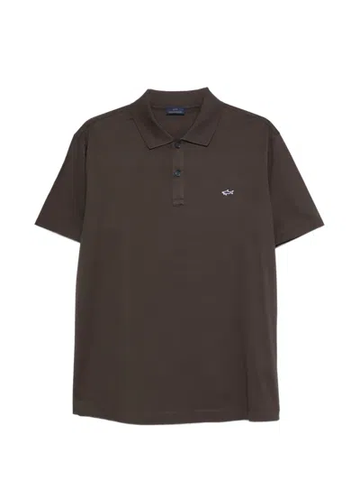 Paul & Shark Logo Polo Shirt In Brown