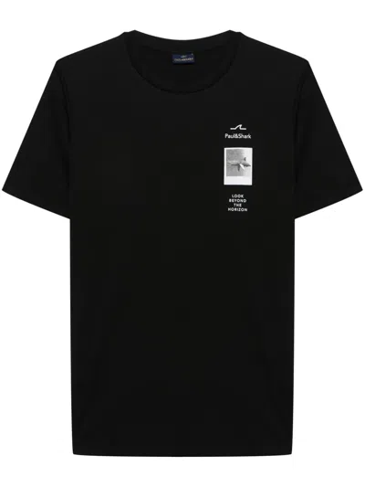 Paul & Shark Shark Print T-shirt In Black
