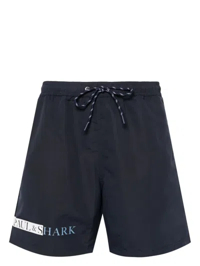 Paul & Shark Logo-print Swim Shorts In Blue